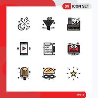 Pack of 9 Modern Filledline Flat Colors Signs and Symbols for Web Print Media such as speaker loudspeaker return on investment amplifier energy Editable Vector Design Elements