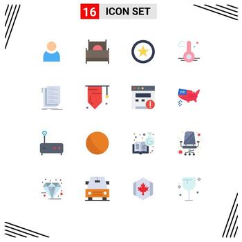 Universal Icon Symbols Group of 16 Modern Flat Colors of compile code favorite spring thermometer Editable Pack of Creative Vector Design Elements