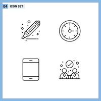 Set of 4 Modern UI Icons Symbols Signs for drawing gadget alarm time ipad Editable Vector Design Elements