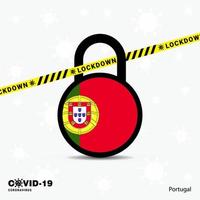 Portugal Lock DOwn Lock Coronavirus pandemic awareness Template COVID19 Lock Down Design vector