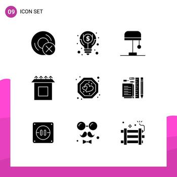 9 Solid Glyph concept for Websites Mobile and Apps label favorite dollar setup box Editable Vector Design Elements