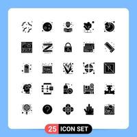 25 Thematic Vector Solid Glyphs and Editable Symbols of analytics tree mechanic soil dry Editable Vector Design Elements