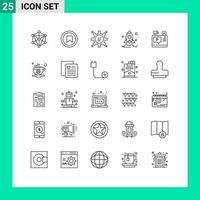 Set of 25 Modern UI Icons Symbols Signs for blog video marketing automation rocket business Editable Vector Design Elements