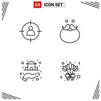 4 Icons Line Style Grid Based Creative Outline Symbols for Website Design Simple Line Icon Signs Isolated on White Background 4 Icon Set vector