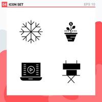 Collection of 4 Vector Icons in solid style Modern Glyph Symbols for Web and Mobile Solid Icon Sign Isolated on White Background 4 Icons