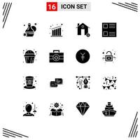 16 User Interface Solid Glyph Pack of modern Signs and Symbols of muffin sweet cup fire cake layout Editable Vector Design Elements