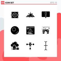 Group of 9 Solid Glyphs Signs and Symbols for control pad web success development outline Editable Vector Design Elements