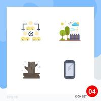 Editable Vector Line Pack of 4 Simple Flat Icons of assignment camping distribution cityscape wood Editable Vector Design Elements