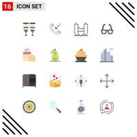 Set of 16 Modern UI Icons Symbols Signs for romance fountain phone glasses industrial Editable Pack of Creative Vector Design Elements