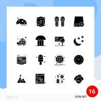 Pack of 16 creative Solid Glyphs of gadget devices seeds computers slipper Editable Vector Design Elements