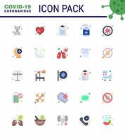 25 Flat Color Coronavirus disease and prevention vector icon covid bacteria document wash handcare viral coronavirus 2019nov disease Vector Design Elements