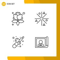 4 Icon Set Line Style Icon Pack Outline Symbols isolated on White Backgound for Responsive Website Designing vector