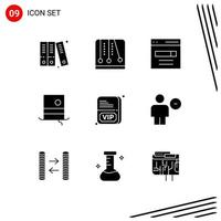9 Thematic Vector Solid Glyphs and Editable Symbols of member monocle engine hipster fashion Editable Vector Design Elements