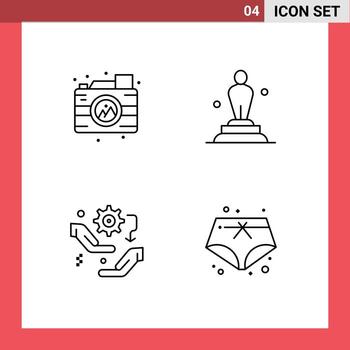 Mobile Interface Line Set of 4 Pictograms of creative gear image oscar setup Editable Vector Design Elements