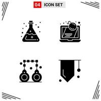 4 Icons Solid Style Grid Based Creative Glyph Symbols for Website Design Simple Solid Icon Signs Isolated on White Background 4 Icon Set vector