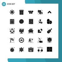 Modern Set of 25 Solid Glyphs and symbols such as computer up greek arrows love Editable Vector Design Elements