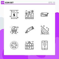 Set of 9 icons in Line style Creative Outline Symbols for Website Design and Mobile Apps Simple Line Icon Sign Isolated on White Background 9 Icons vector