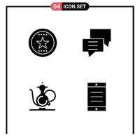 4 Universal Solid Glyph Signs Symbols of award group medal chat cup Editable Vector Design Elements