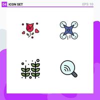 Universal Icon Symbols Group of 4 Modern Filledline Flat Colors of rose beach propose drone plant Editable Vector Design Elements