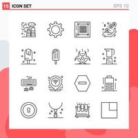 Collection of 16 Vector Icons in Line style Modern Outline Symbols for Web and Mobile Line Icon Sign Isolated on White Background 16 Icons