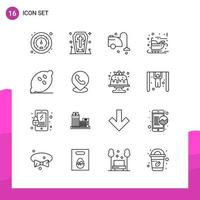 Outline Icon set Pack of 16 Line Icons isolated on White Background for responsive Website Design Print and Mobile Applications vector