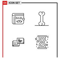 4 General Icons for website design print and mobile apps 4 Outline Symbols Signs Isolated on White Background 4 Icon Pack vector