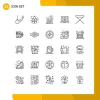 25 Universal Lines Set for Web and Mobile Applications house appliances birthday badge achievements Editable Vector Design Elements