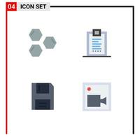 Mobile Interface Flat Icon Set of 4 Pictograms of cells development shape confirmation disc Editable Vector Design Elements