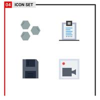 Mobile Interface Flat Icon Set of 4 Pictograms of cells development shape confirmation disc Editable Vector Design Elements