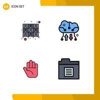 Stock Vector Icon Pack of 4 Line Signs and Symbols for cabinet online storage files cloud computing hand Editable Vector Design Elements