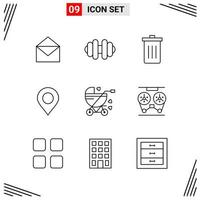 9 Icons Line Style Grid Based Creative Outline Symbols for Website Design Simple Line Icon Signs Isolated on White Background 9 Icon Set vector