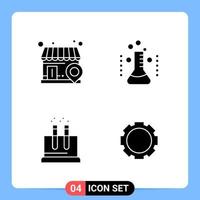 4 Solid Black Icon Pack Glyph Symbols for Mobile Apps isolated on white background 4 Icons Set vector