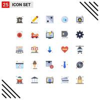 User Interface Pack of 25 Basic Flat Colors of pc computer pencil blood medical Editable Vector Design Elements