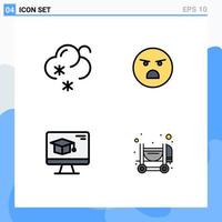 Modern Set of 4 Filledline Flat Colors Pictograph of forecast education emoji feeling concrete Editable Vector Design Elements