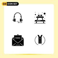 4 User Interface Solid Glyph Pack of modern Signs and Symbols of support furniture contact service letter Editable Vector Design Elements