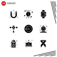 colección de 9 iconos vectoriales en estilo sólido símbolos de glifo perfecto de píxeles para web y signos de iconos sólidos móviles sobre fondo blanco 9 iconos vector