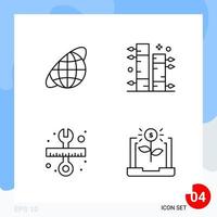 Modern Pack of 4 Icons Line Outline Symbols isolated on White Backgound for Website designing vector