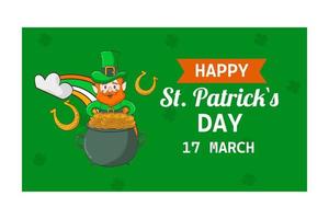 St. Patrick's Day banner. A leprechaun and a pot of gold vector