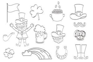 Collection of elements outline for St. Patrick's Day. Vector