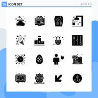 Modern 16 solid style icons Glyph Symbols for general use Creative Solid Icon Sign Isolated on White Background 16 Icons Pack vector