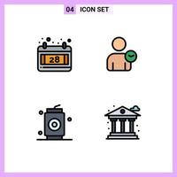 Universal Icon Symbols Group of 4 Modern Filledline Flat Colors of calendar drinks man basic city Editable Vector Design Elements