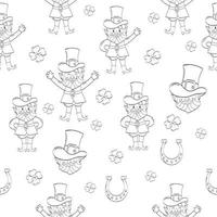 Seamless pattern set leprechaun outline for st patrick's day vector