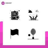 Glyph Icon set Pack of 4 Solid Icons isolated on White Background for responsive Website Design Print and Mobile Applications vector