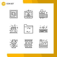 9 Icon Set Line Style Icon Pack Outline Symbols isolated on White Backgound for Responsive Website Designing vector