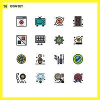 Universal Icon Symbols Group of 16 Modern Flat Color Filled Lines of technology line percent design bath Editable Creative Vector Design Elements