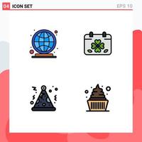 4 Creative Icons Modern Signs and Symbols of earth hat market place day night Editable Vector Design Elements