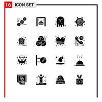 16 iconos creativos, signos y símbolos modernos de Internet de las cosas, conexión de avatar de globo, elementos de diseño vectorial editables aterradores vector