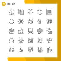 25 conjunto de iconos estilo de línea paquete de iconos símbolos de esquema aislados en fondo blanco para el diseño de sitios web receptivos vector