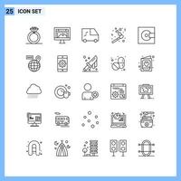 25 Icons Line style Creative Outline Symbols Black Line Icon Sign Isolated on White Background vector
