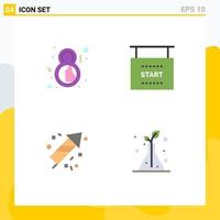 Pack of 4 Modern Flat Icons Signs and Symbols for Web Print Media such as day fire work symbol race canada Editable Vector Design Elements